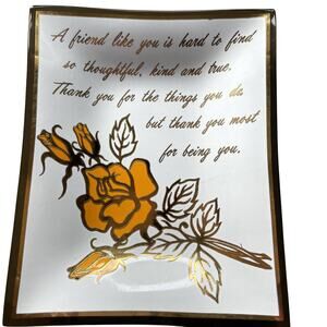 Friend Glass Plaque Houze ART Pt Marion PA USA made Vintage  with stand